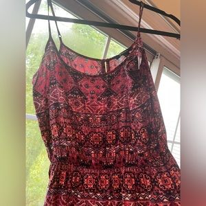 F21 Dark red patterned bohemian maxi dress